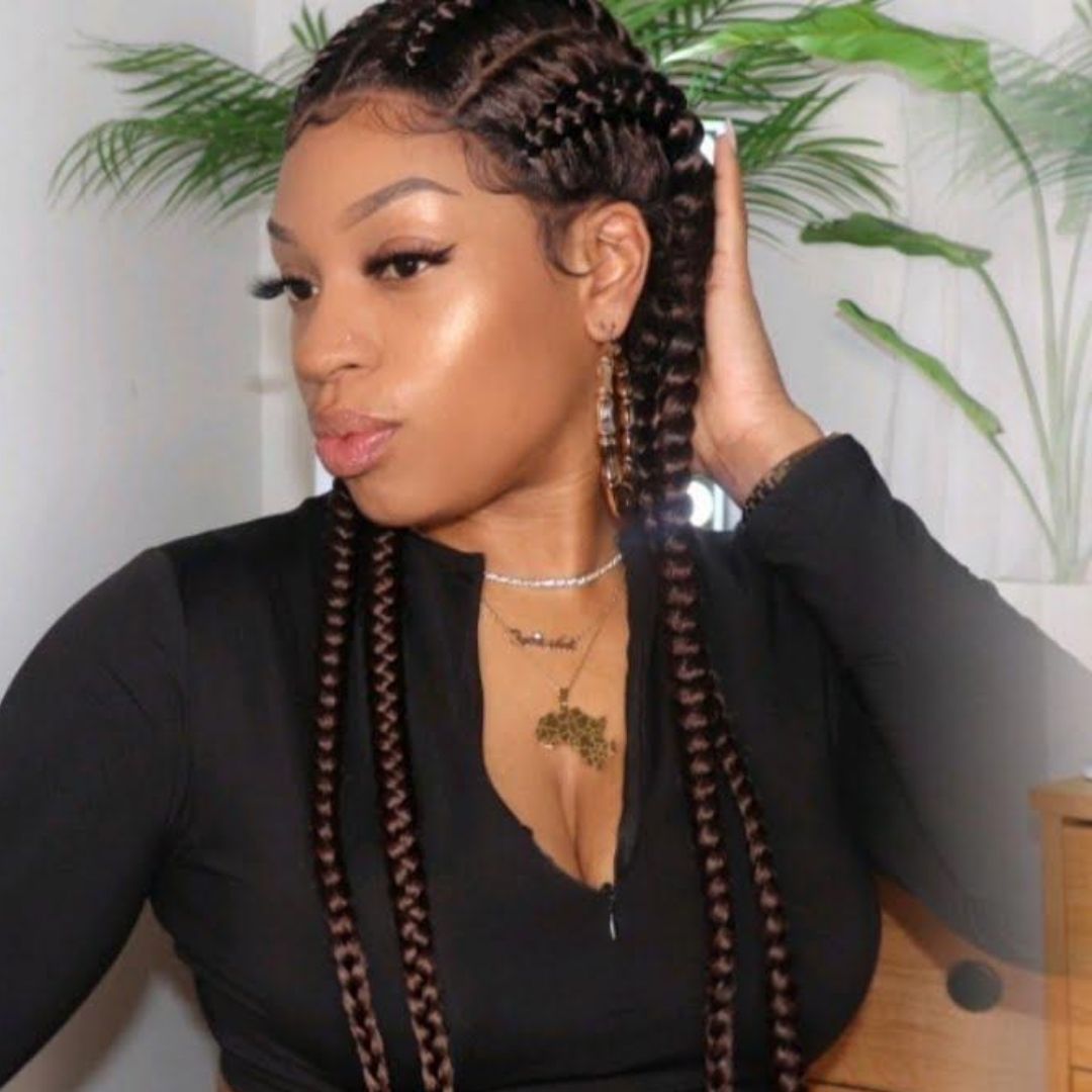 100% Hand-Braided 4 Dutch Braids Lace Wig – BRAIDS QUEEN