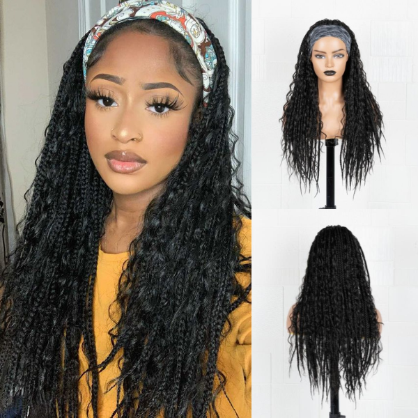 Goddess Box Braid Affordable Synthetic Headband Wig