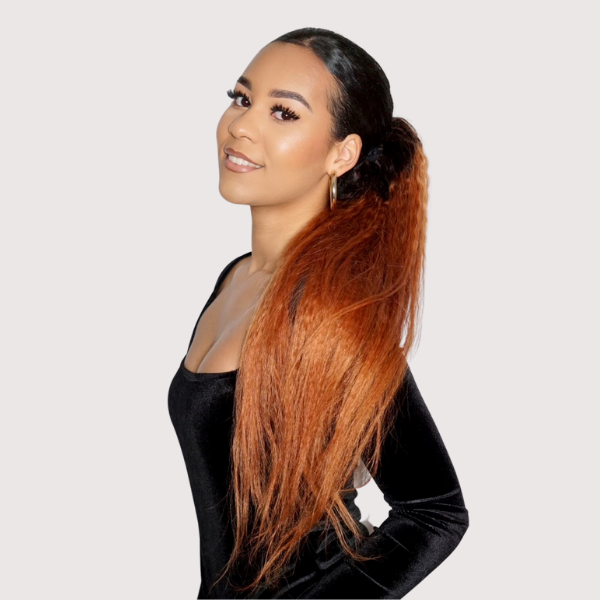 Kinky Straight Ombre Sleek Synthetic Drawstring Ponytail 24 inches