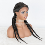 100% Hand Braided Cornrow Braids Wig with 4 Ponytails