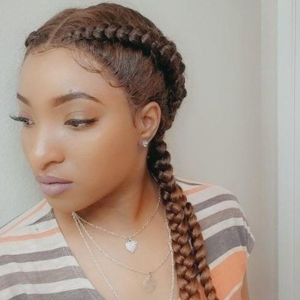 100% Hand Braided Cornrow Style Double Dutch Lace Wig