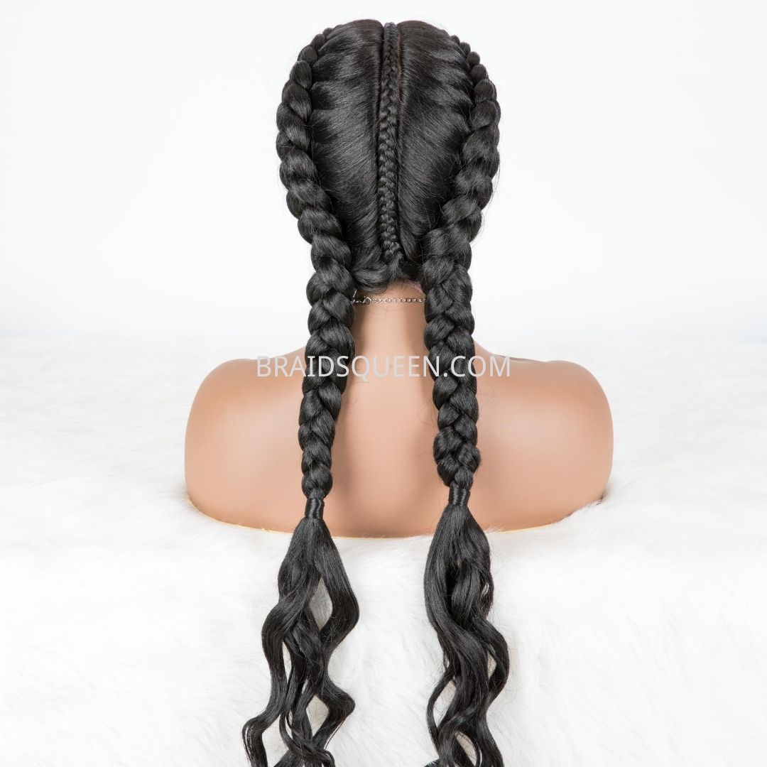 100% Hand Braided Bohemian Dutch Braid Lace Wig