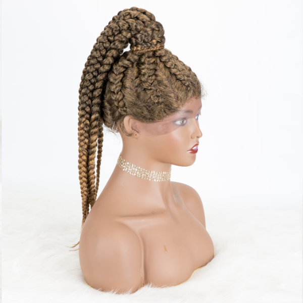 100% Hand-Braided High Ponytail Dutch Braid Lace Wig