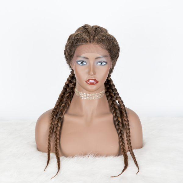 100% Hand Braided Cornrow Braids Wig with 4 Ponytails