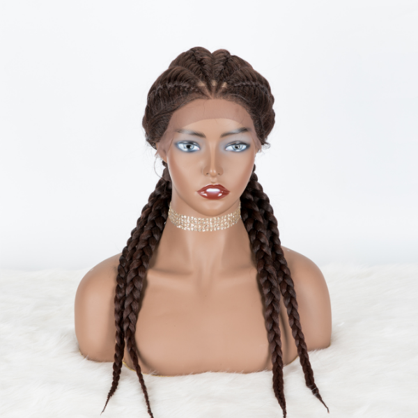 100% Hand Braided Cornrow Braids Wig with 4 Ponytails