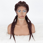 100% Hand Braided Cornrow Braids Wig with 4 Ponytails