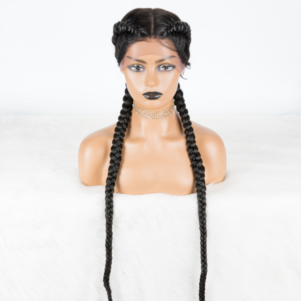 100% Hand Braided Cornrow Style Double Dutch Lace Wig