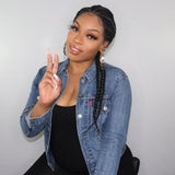 100% Hand Braided Cornrow Braids Wig with 4 Ponytails