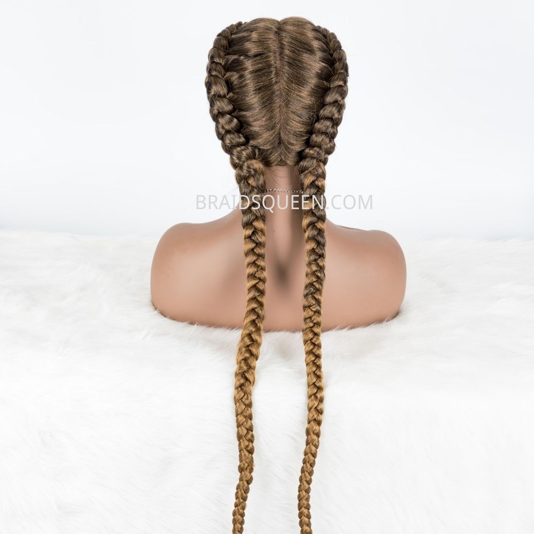 100% Hand Braided Cornrow Style Double Dutch Lace Wig