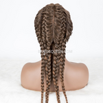 100% Hand Braided Cornrow Braids Wig with 4 Ponytails