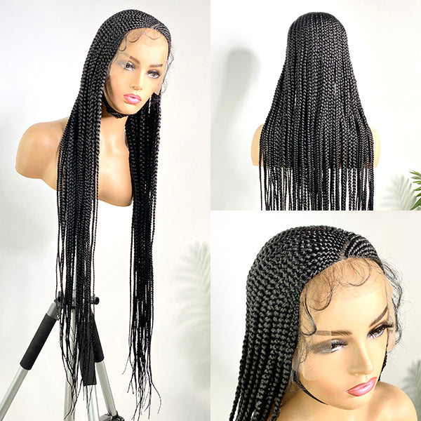 100% Handmade Most Realistic Box Braided Cornrow Wig