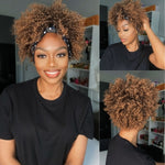 Affordable Mix Color Short Afro Curly Headband Wig